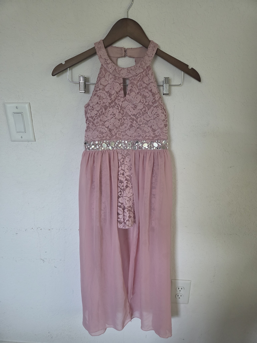 Xtraordinary Blush Pink Lace Embellished High Low Party Romper Dress Sz 8